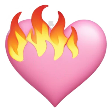 Pastel pink heart with flames sticker