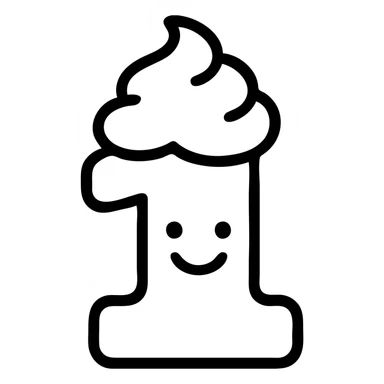 Cute number 1 emoji with whipped cream top, softcore aesthetic, pastel blue and beige, smiley face sticker