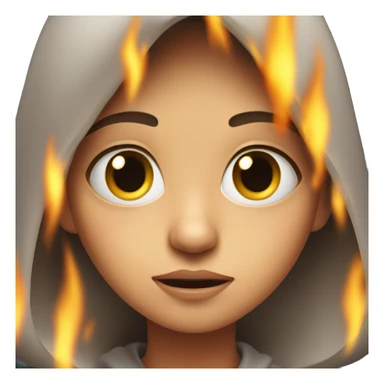 Girl nervous and surrounded by flames sticker