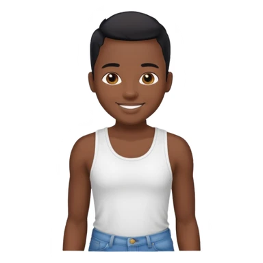 Un personnage noir avec un débardeur blanc et un jean 👖 avec des cheveux rasés noir sticker