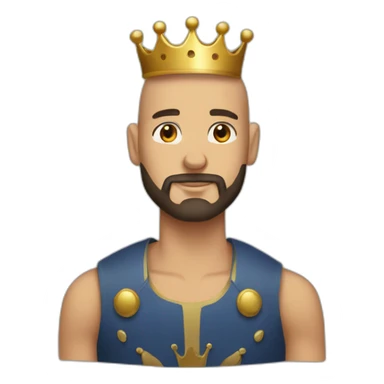  Man shaved head and beard with crown sticker