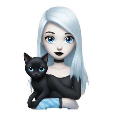 goth girl with blue eyes and black cat sticker