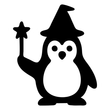 A penguin wizard sticker