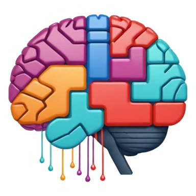 Stylized brain illustration with YouTube logo elements integrated, neural network nodes forming play button shape, digital art style, vibrant color palette, professional icon design, square format sticker