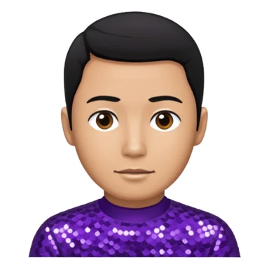 Jeff Fatt from The Wiggles with black hair, purple sequin skivvy shirt sticker