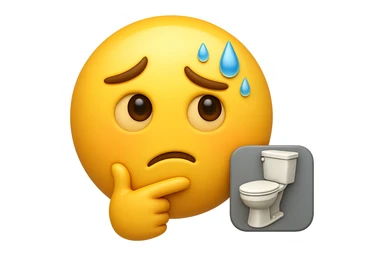 emoji stile iphone che riguarda l'argomento "stipsi/andrò al bagno oggi?", iperrealistico 4k sticker