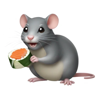 A little rat eating sushi roll sticker
