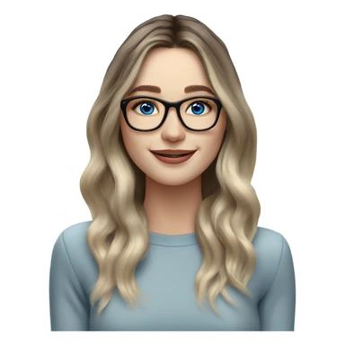 Shoulder length Balayage pale model lady with glasses and blue eyes happy  sticker