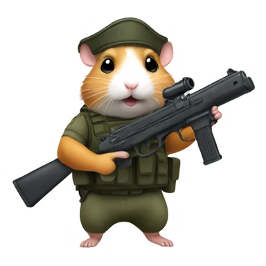 hamster combat soilder with gun sticker