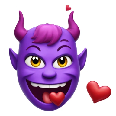 Purple devil with halo blowing kisses with hearts sticker