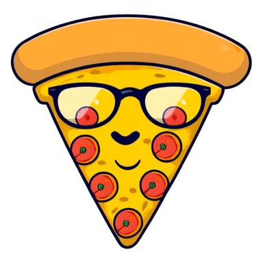 pizza caricature with large funny glasses sticker