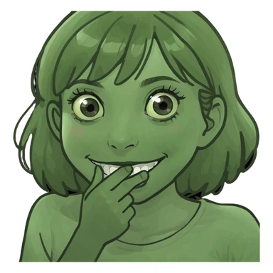 Девушка с широко раскрытыми глазами от удивления, чуть улыбаясь и прикрыв рот рукой. sticker