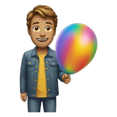 David inflates the balloon sticker