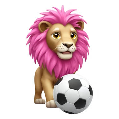 pink lion playing soccer sticker