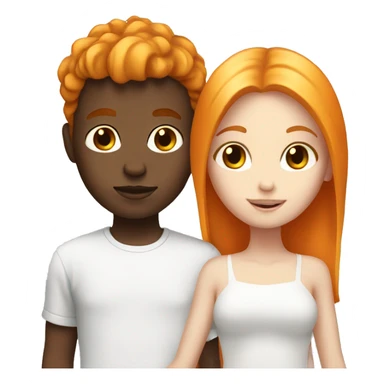 Orange hair girl  with white skin holding a blonde boy sticker