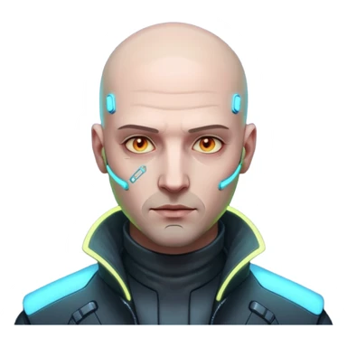 cyberpunk man whihout hair sticker