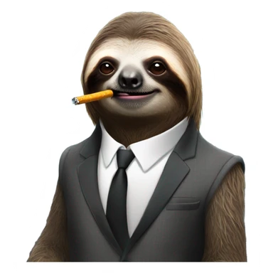 Sloth smoking cigarette in a suite sticker