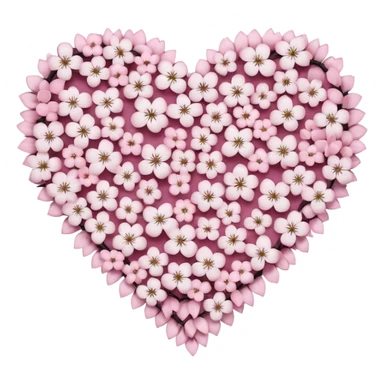 goth sakura heart, heart made of white sakura petals with pink accents sticker