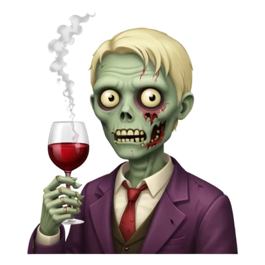 курящий зомби с бутылкой вина sticker