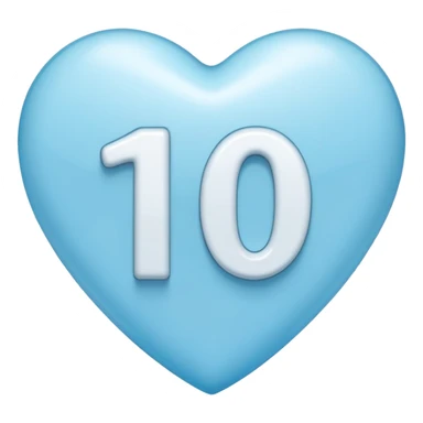 number ten inside a light blue heart sticker
