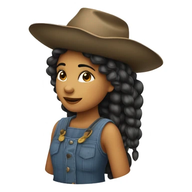 Uma menina Boiadeira com chapéu de boiadeira cabelos longos lisos e pretos sticker