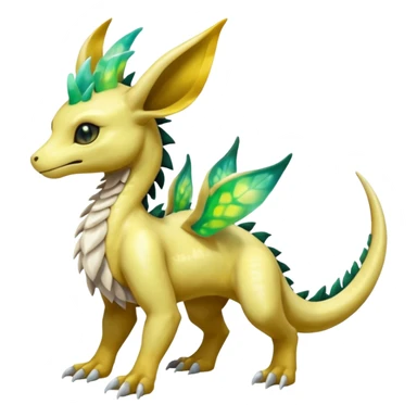 Shiny Iridescent Helioptile-Cubone-Salandit-Leafeon-Fakémon-hybrid-creature (full body)  sticker