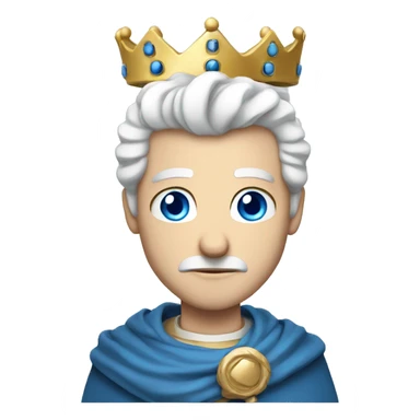 a king very pale with blue eyes crown and white hair serious sticker