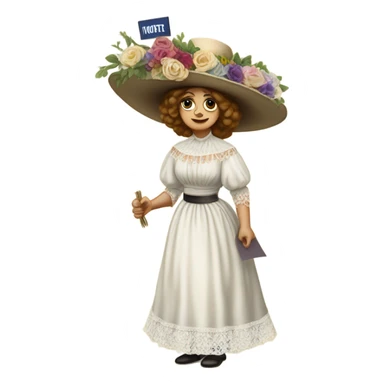 a XIXth century white sufragette sticker