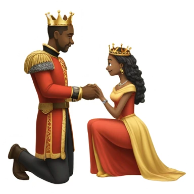 King putting ring on his queens finger while on one knee sticker