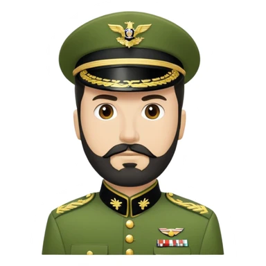 A white military officer in a green uniform whit a small black beard over his mouth  sticker