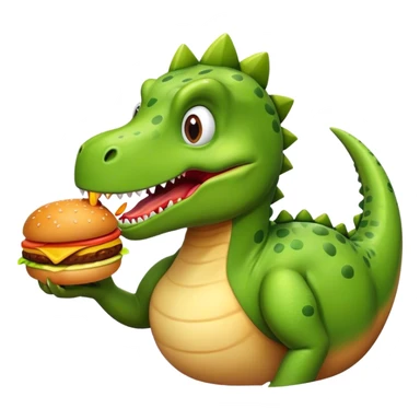 Dinosaur eating a hamburger sticker