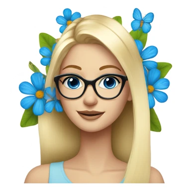 Gorgeous blond lady blue eyes with flowers and butterflies wearing glasses  sticker
