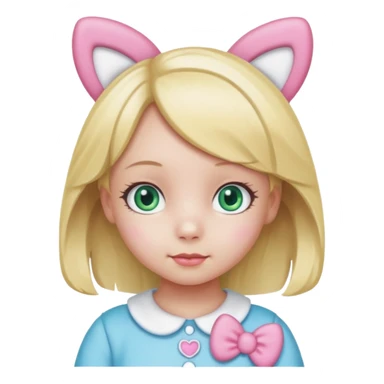 11 year old girl with blond hair and blue green eyes dressed as my melody hello kitty  sticker