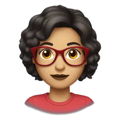 dark haired girl with red framed glasses and medium lengh hair sticker