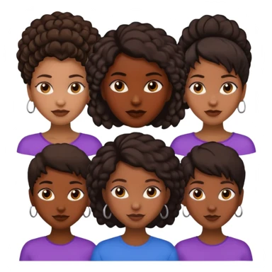 black woman emojis with different types of hair sticker