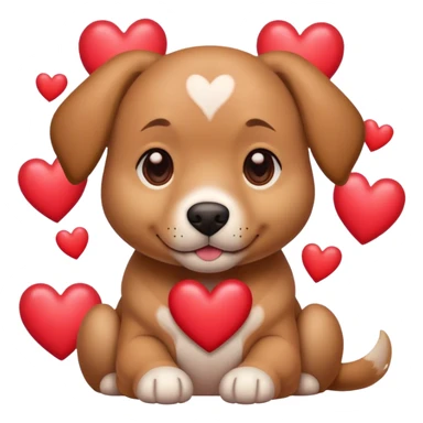 dog with hearts around it sticker