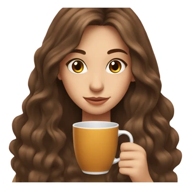 Girl sipping tea with long and brown hair sticker