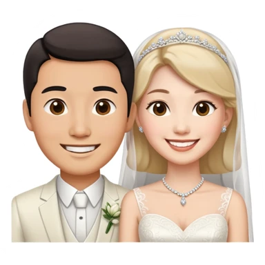 Asian man white woman marriage  sticker