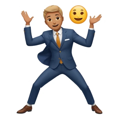 tanzende Person im Anzug, fröhlicher Gesichtsausdruck, dynamische Pose sticker