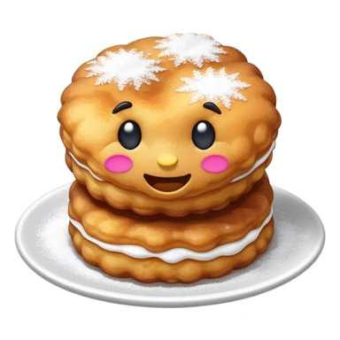 Buñuelo Cinematic Realistic Buñuelo Dessert Emoji, depicted as perfectly round, fluffy fritters served in a small bowl with a dusting of powdered sugar, rendered with vibrant textures and warm, inviting lighting. sticker