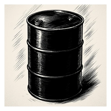 Сгенерируй мне черную бочку в стиле японского комикса на однородном фоне. Она должна .смотреться ебать как стильно. Без рисунка капли.  sticker