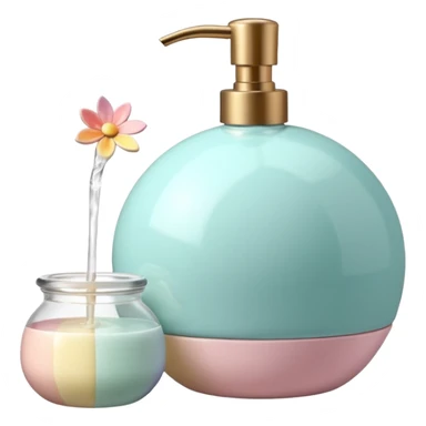 Colorful shiny glossy soft smooth Pastel soap perfume cocktail bomb bar spray bottle lotion cream jar ceramic pottery pot flowery floral item aesthetic decoration room thing  sticker