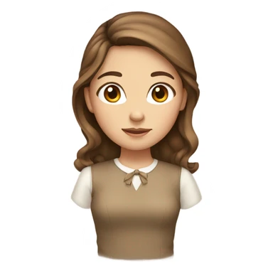 Girl with brown hair and light brown bow sticker