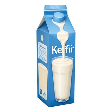 Fermented drinkable yoghurt-milk drink kefir in a tall white and blue carton   sticker
