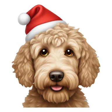 Australian Labradoodle with Christmas hat sticker