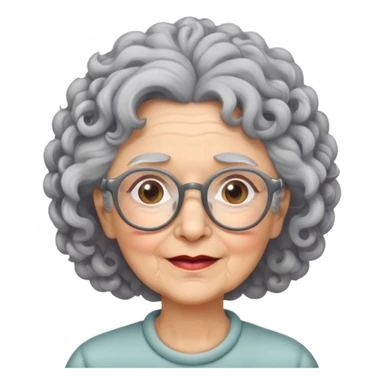 very old woman with curly hair and glasses sticker