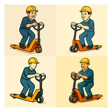 Make the pallet truck yellow, keep the same style and subject, multi-style set. sticker