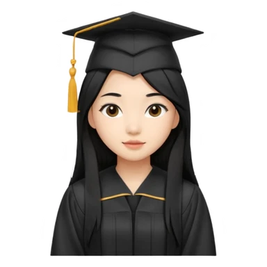 asian graduation girl with long black hair sticker