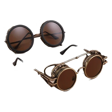steampunk Round Sunglasses Vintage Metal Frame Double Bridge Sunglasses sticker