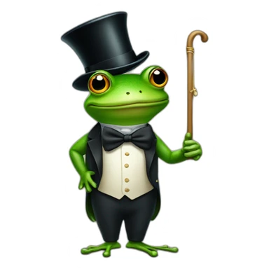 Frog in a top hat with cane sticker